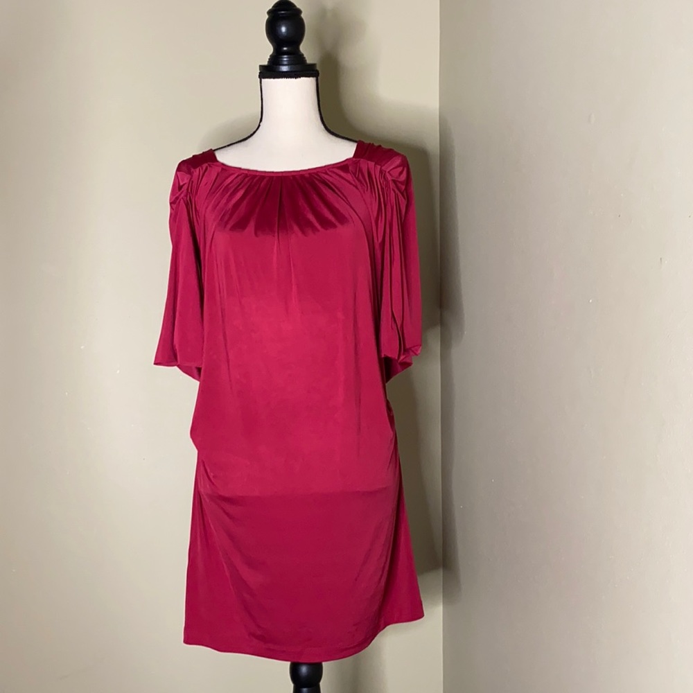 Cherry color casual dress.
